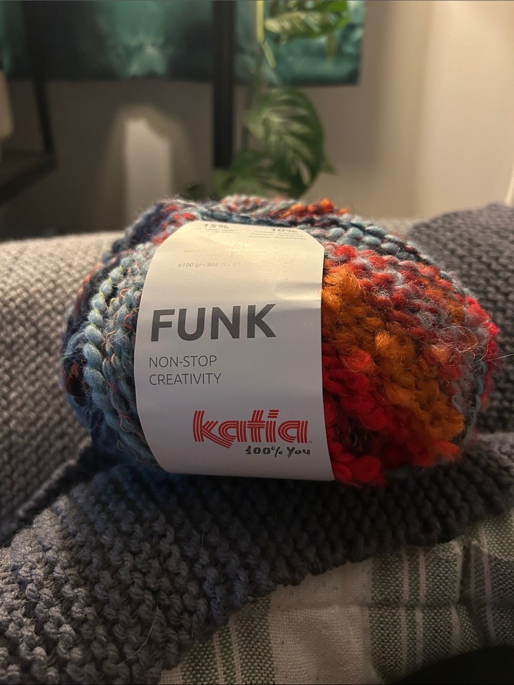 Katia 170m Multicolor Yarn — Blue, Orange & Red Blend